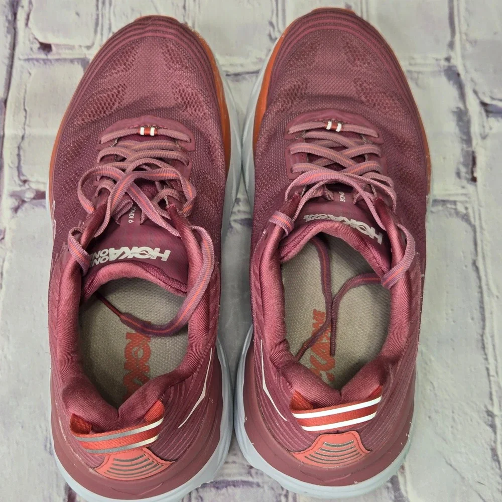 Hoka One One Bondi 6 Womens Sz 10 Running Athletic Shoes Mauve Orange Sneakers - Picture 8 of 10